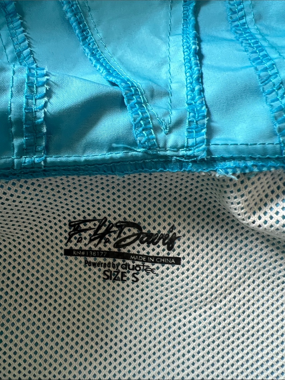 F.H. David Unisex Hooded Sky Blue Packable Windbreaker Jacket - Picture 2 of 9